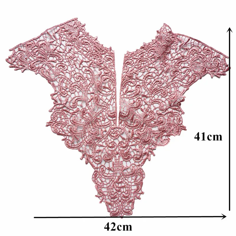 42 см вышитые V воротник аппликации полые резные Синий Черный Красный Белое кружево для отделки ткани вышивать на пачках для свадебного платья DIY
