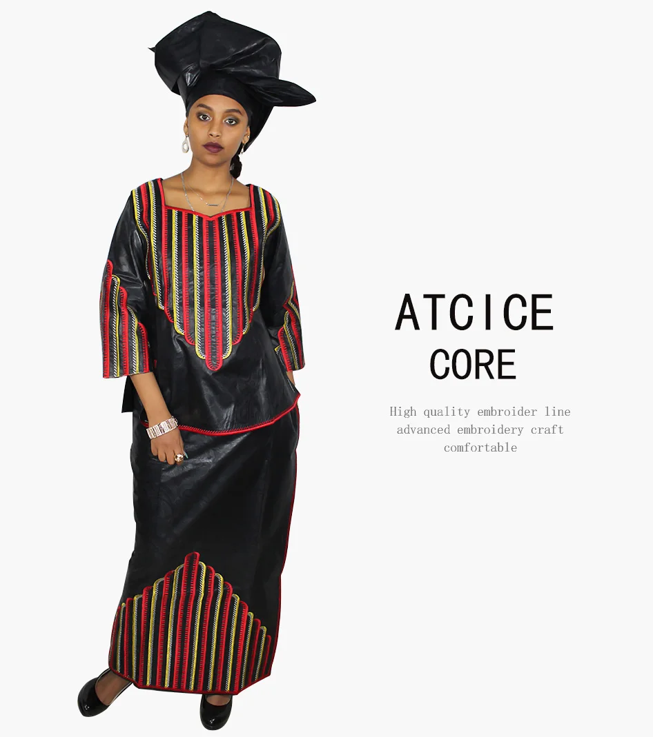 Африканские платья для женщин хлопок Новая африканская мода DEISGN BAIZN RICHE дизайнерское платье с вышивкой африканская одежда
