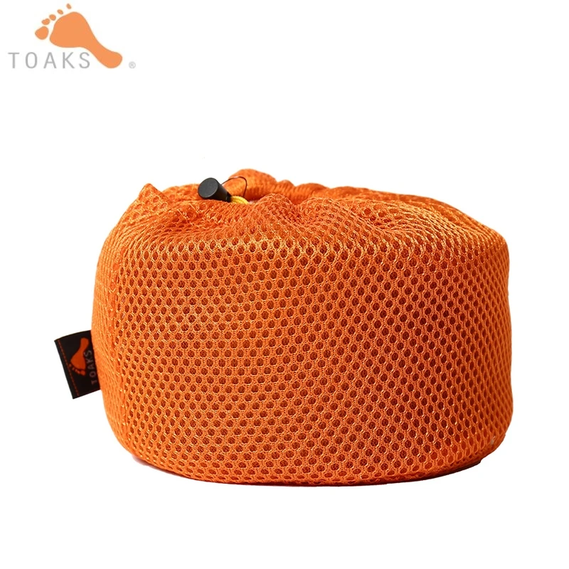 TOAKS grande 1350 ml de titanio olla con tapa plegable con bolsa de malla libre portátil al aire libre utensilios de cocina Camping Picnic olla -1350