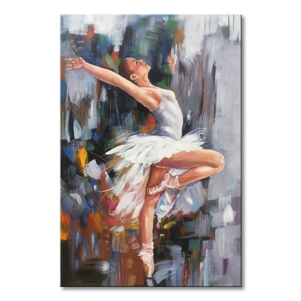 

Handmade oil paintings Ballet Dancing in White Skirt figure art modern picture for wall decor beautiful woman canvas artwork
