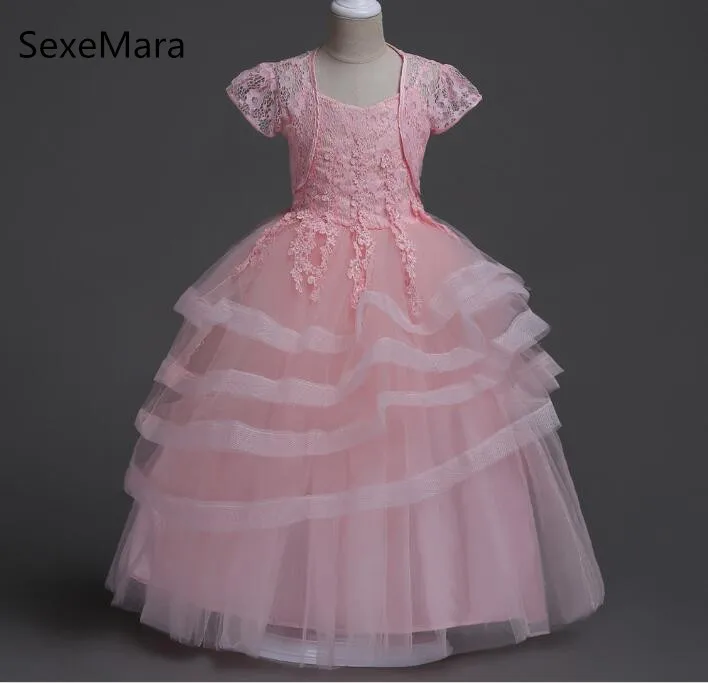 

Kids Wedding Dresses For Girls Short Sleeve Birthday Party Princess Dress 4-14Y Children Bridesmaid Toddler Elegant Pageant