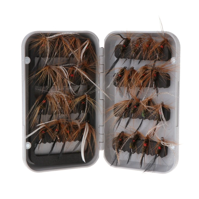 32 Pcs/Box Fly Fishing Baits Feather Salmon Lure Dry Flies Insects