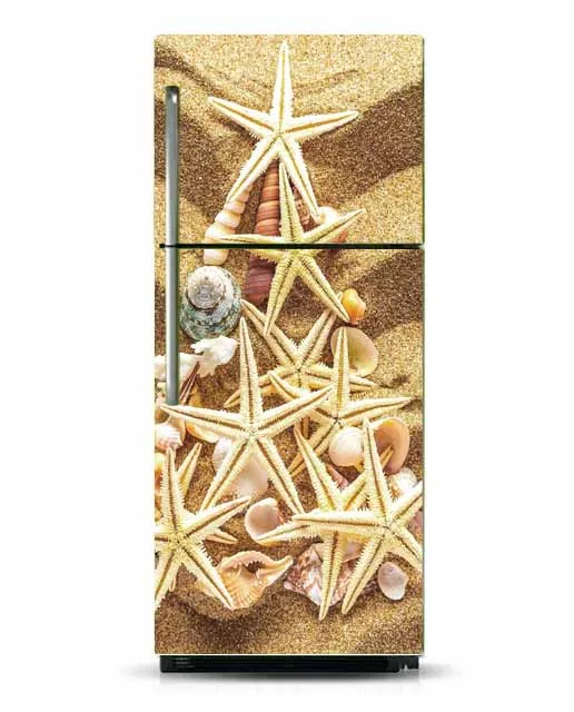 

3D Dishwasher Refrigerator Freeze Door Sticker Beach Shells Kid's Art Fridge Door Cover Wallpaper Kitchen Accessories