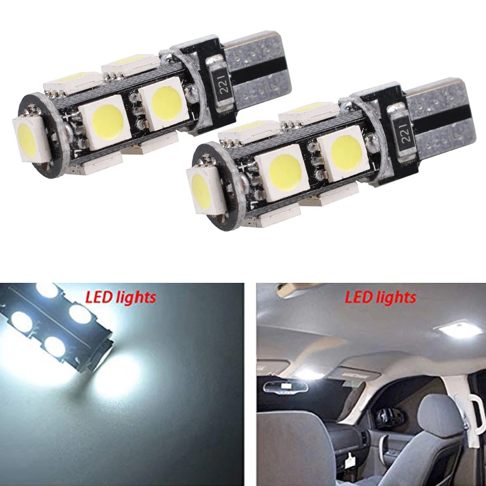 

YSY 50pcs T10 9SMD 5050 CANBUS 9 smd DC 12V Error Free 9led 194 168 192 W5W Car LED Light Interior Bulbs Wedge Lamp White