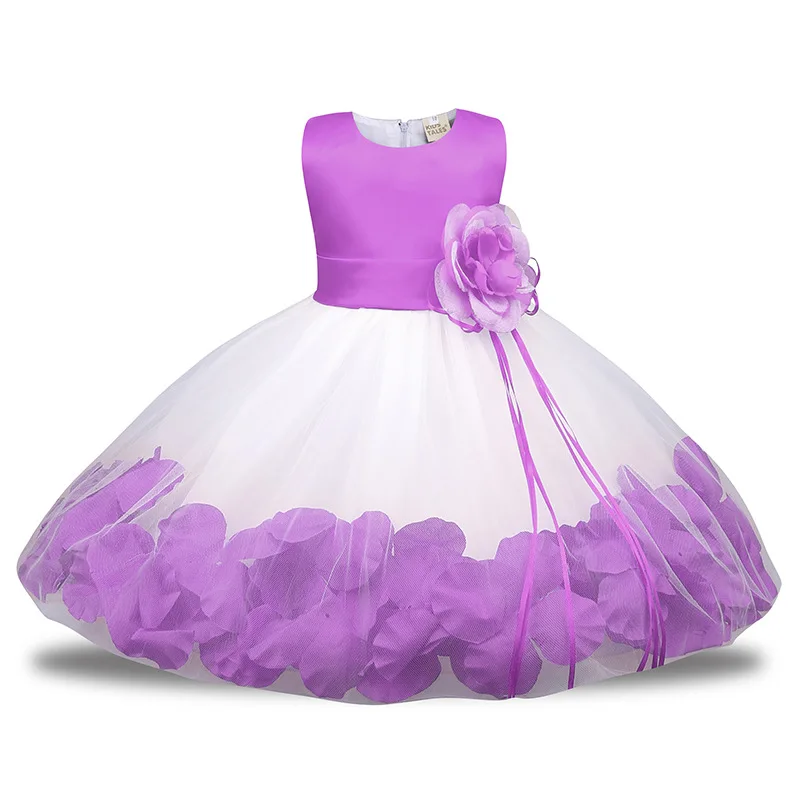 Розовое, красное, синее Сетчатое платье с цветочным узором для девочек на свадьбу, детский мяч, платье для первого причастия, белое платье для крещения - Цвет: 02