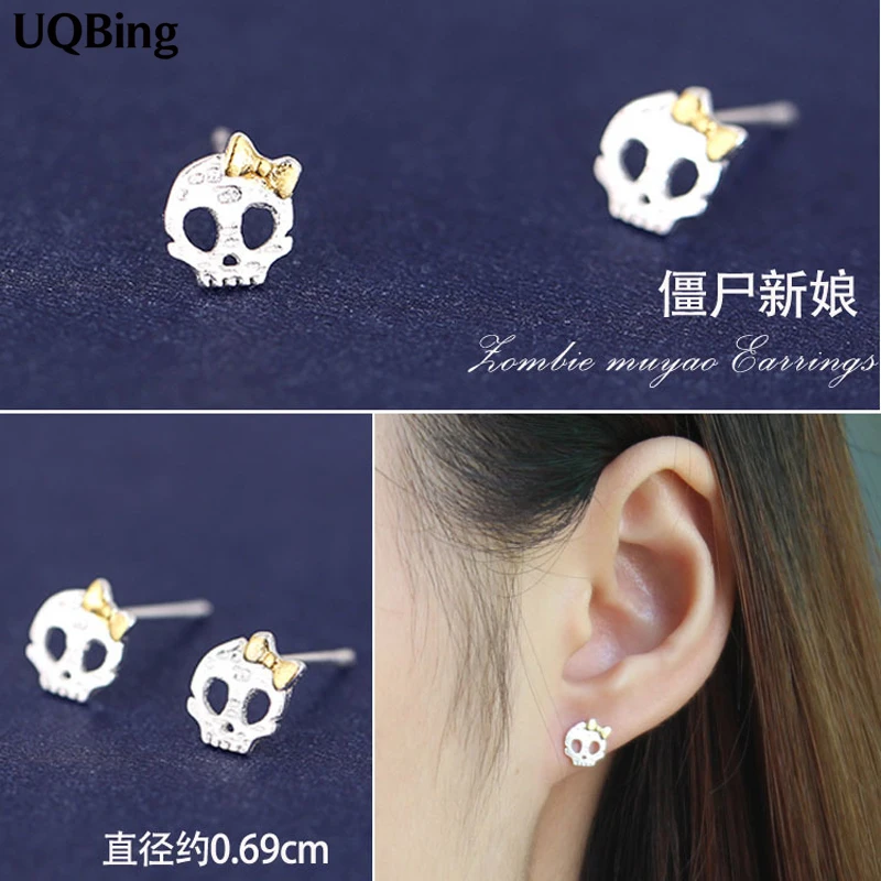 Модные 925 пробы серебряные серьги-гвоздики в форме черепа серьги-гвоздики для Для женщин ювелирные изделия