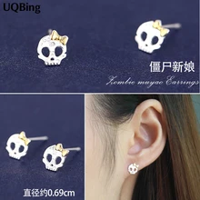 Модные 925 пробы серебряные серьги-гвоздики в форме черепа серьги-гвоздики для Для женщин ювелирные изделия