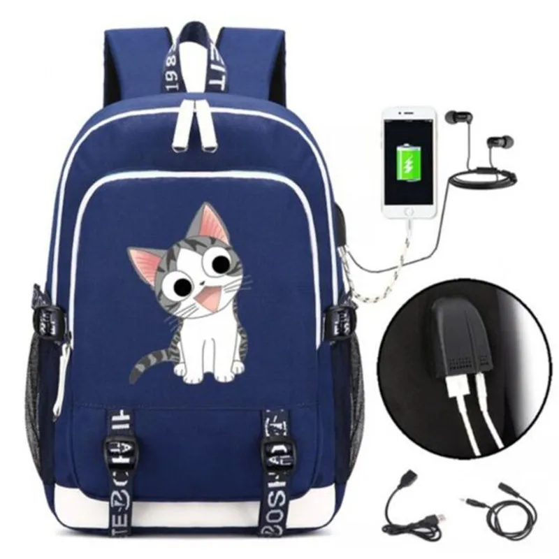Рюкзак Chi's Sweet Home в виде кошки и девушки Сумка с USB портом замком для наушников