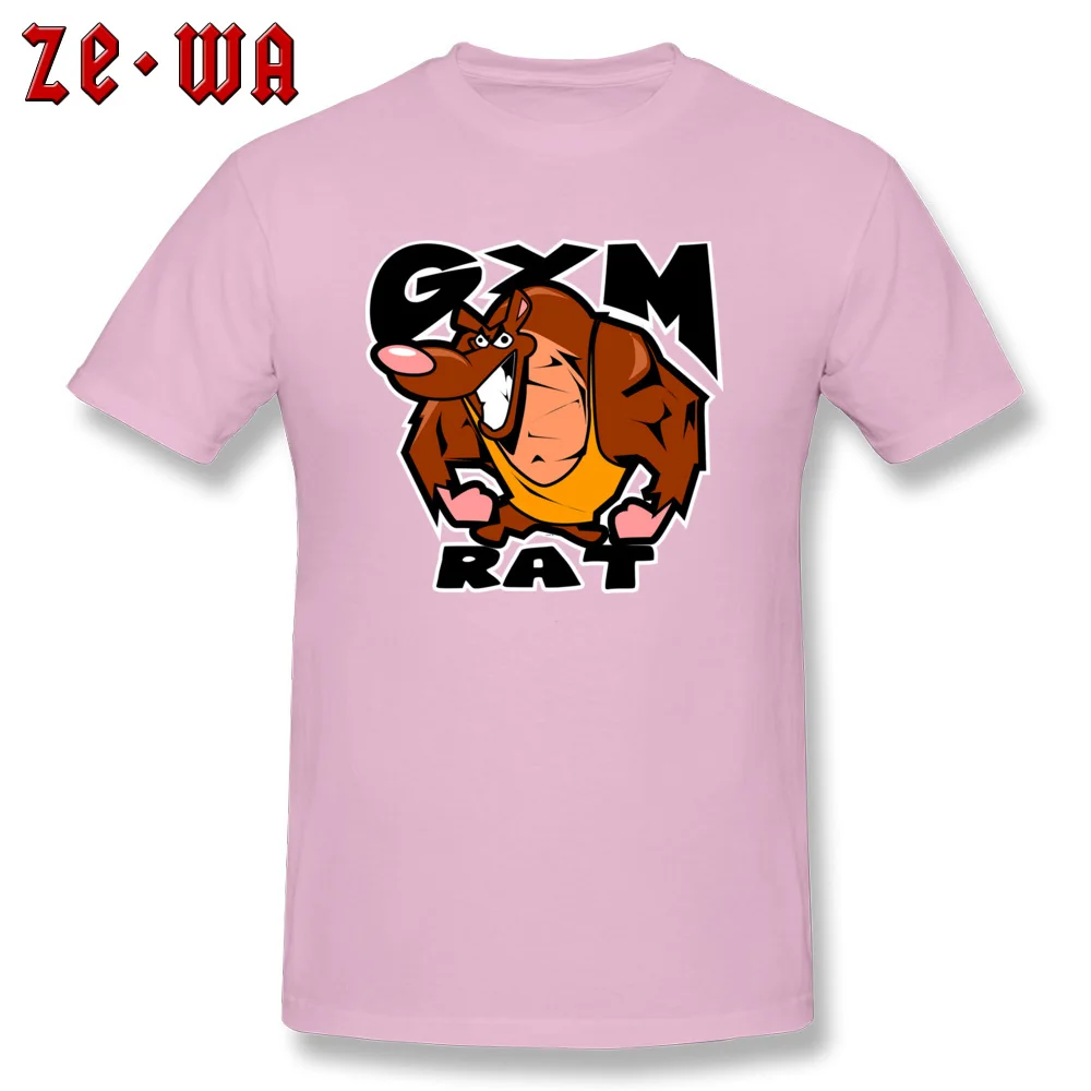 Gym Rat T-shirts for Men Unique Summer Fall Tops & Tees Short Sleeve Cheap Slim Fit Tops Tees O-Neck Pure Cotton Gym Rat pink