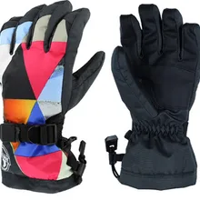 Женские цветные лыжные перчатки с геометрическими фигурами, женские перчатки для скейтбординга, дизайнерские осенне-зимние перчатки для занятий спортом на открытом воздухе