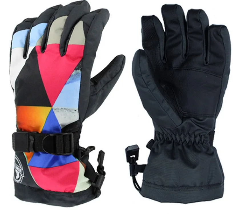 Luvas de Esqui Design da Tela de Toque Inverno ao ar Feminino Colorido Figuras Geométricas Womens Skateboarding Luvas Outono Livre Esportivas
