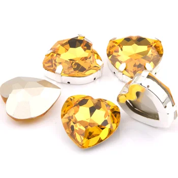 

8PCS Topaz K9 Glass ELEMENTS CRYSTAL HEART STONE CRYSTAL Rhinestones 4827 / Setting Dressess Garment Shoes Accessories