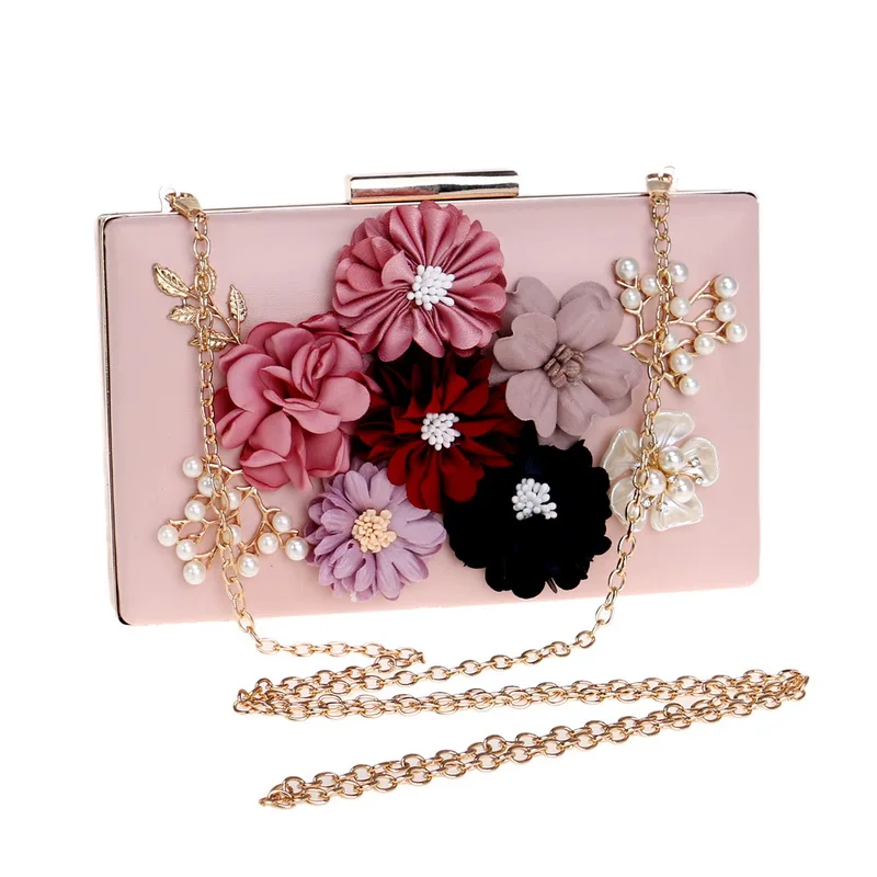 Pu Women Bag Flower Beaded Lady Clutch Bag Metal Gold Evening Bag Wedding Party Chain Shoulder Handbags Phone/key Pocket Pu Women Bag Flower Beaded Lady Clutch Bag Metal Gold Evening Bag Wedding Party Chain Shoulder Handbags Phone/key Pocket
