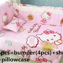 Промо-акция! Комплект постельного белья для малышей с героями мультфильмов, 6/7 шт., детская кроватка с героями мультфильмов, хлопок, постельное белье, украшение для кровати, 120*60/120*70 см