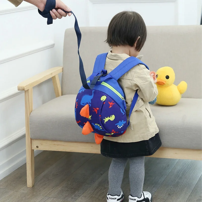 Новая Милая школьная сумка с динозавром из мультфильма для малышей, Детский рюкзак с ремнем, автожилет безопасности, рюкзак с защитой от потери, Уокер Рюкзак