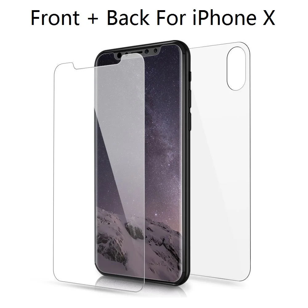 GerTong Передняя и задняя 2 шт закаленное стекло для iPhone X 6 6s 7 8 Plus 5 5S SE Защитная пленка