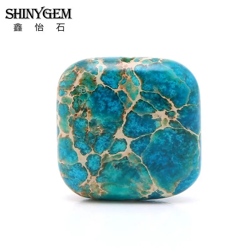 Emperor Pine Beads Natural Stone 14mm Square Shape See sediment Loose bead fit Jewelry Bracelet Making DIY DXT02302