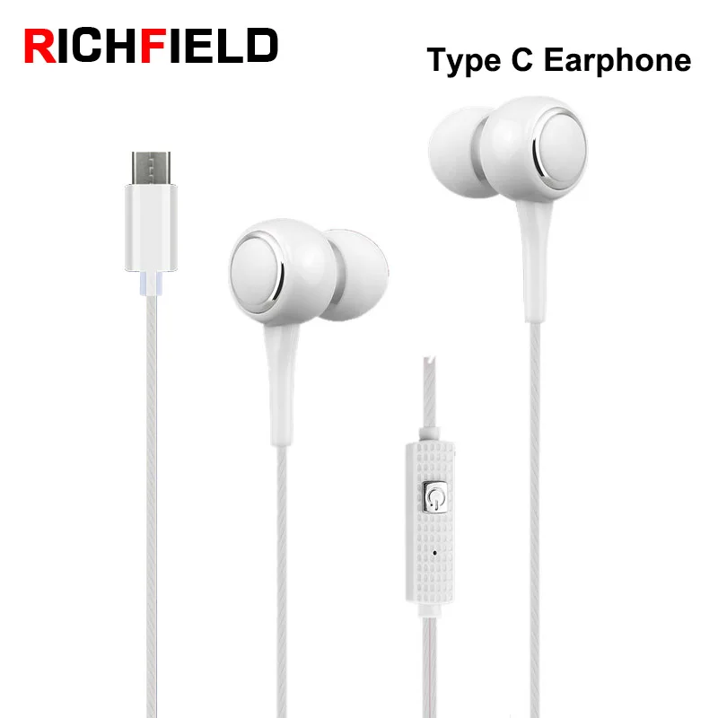 

RICHFIELD Type C headphone Sport Earphone Gamer Headset Earpiece With Microphone in-Ear 1.2m length phone earpods stereo earplug