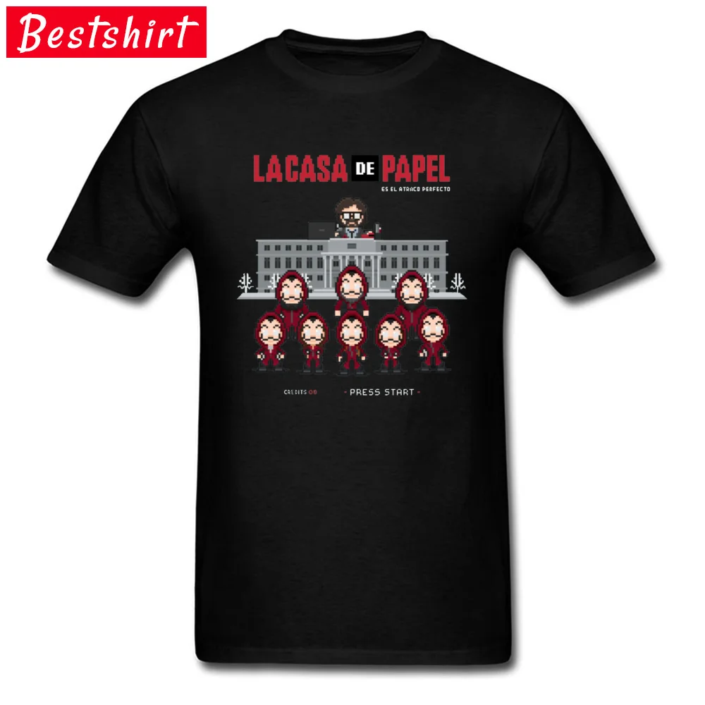 Gift Casual Summer/Fall 100% Cotton O-Neck Men Tops Shirt comfortable T Shirt Brand Short Sleeve T-Shirt Drop Shipping La casa de papel  12415 black