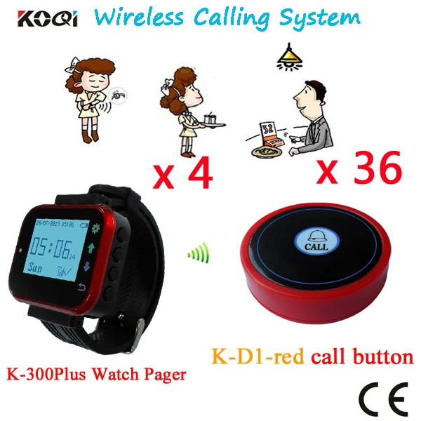 

Wireless Pager Calling System Ycall Best Price Of Watch Wrist Pager With Call Button CE Passed(4 watch+36 table call button)