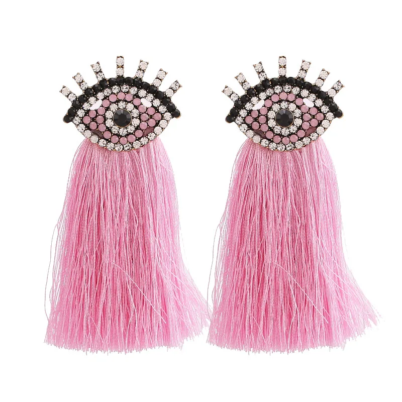 Sehuoran, богемные серьги-гвоздики в виде глаз для женщин, новые брендовые летние цветные дизайнерские милые серьги с бусинами, свадебные серьги, подарок для - Окраска металла: E1194 Pink