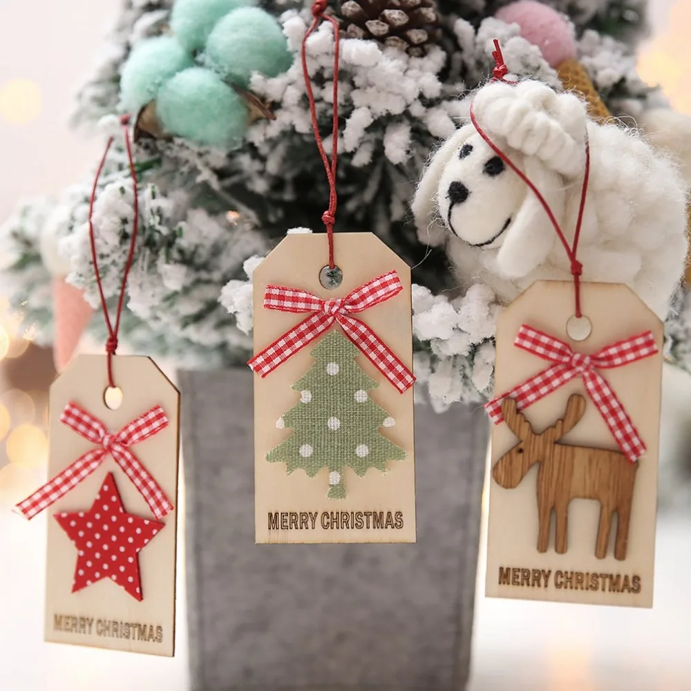 

Wooden Christmas Tree Pendant Stars Small Tree Elk Christmas Tree Hanging Drops Decor Ornaments Christmas Decorations for home