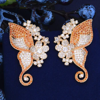 

GODKI Luxury Butterfly Flowers Stud Earrings For Women Wedding Cubic Zircon CZ Bridal Earrings Bohemia Hot Mom Gift Trendy New
