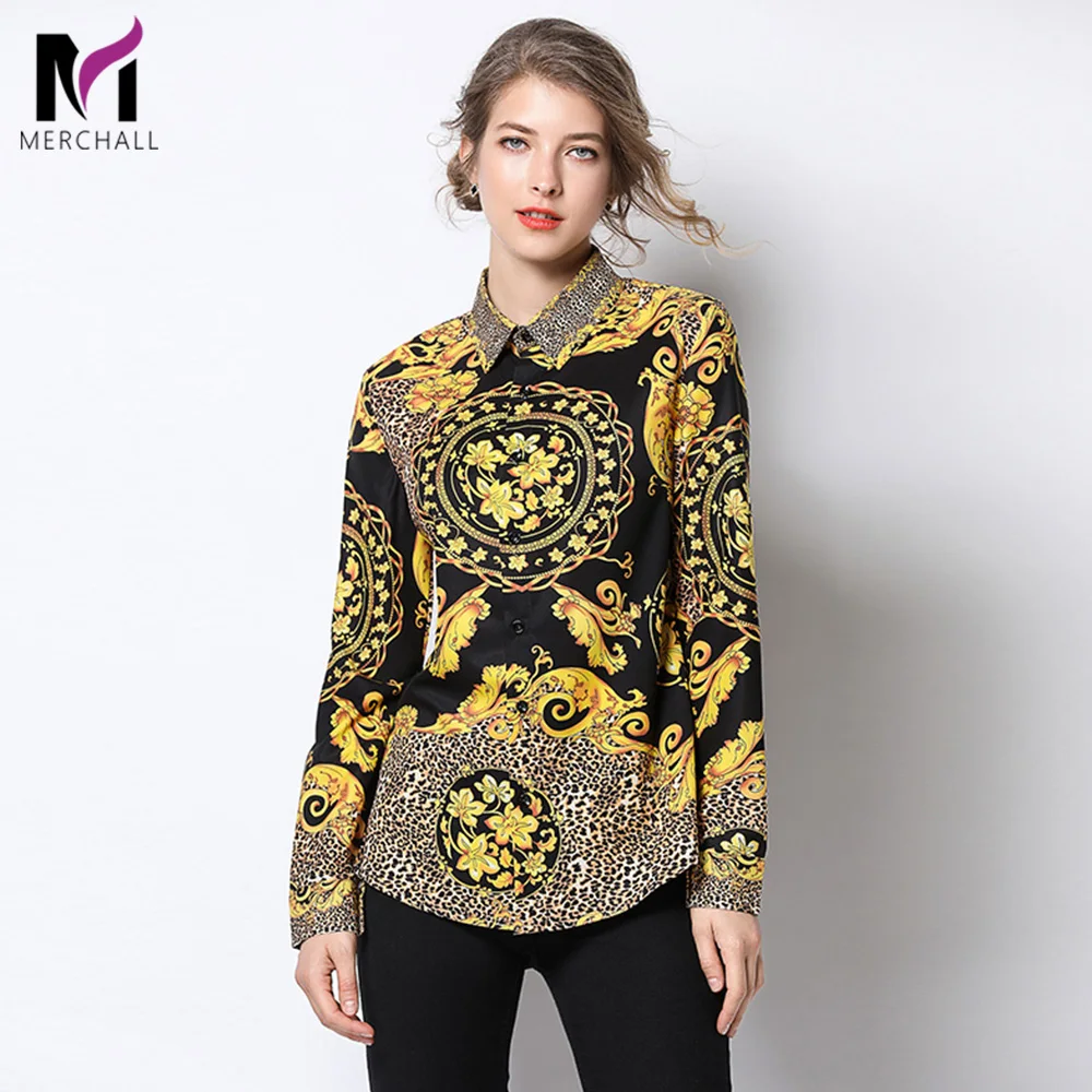 

Banulin Spring New Runway Designer Womens Tops and Blouses Long Sleeve Elegant Ladies Blouses Shirts Print Vintage Office Shirts