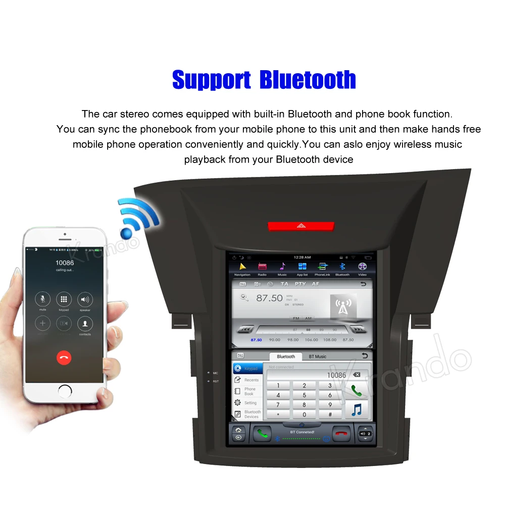Krando Vertical screen android car radio multimedia for honda CRV 2012+ screen navigation with gps system