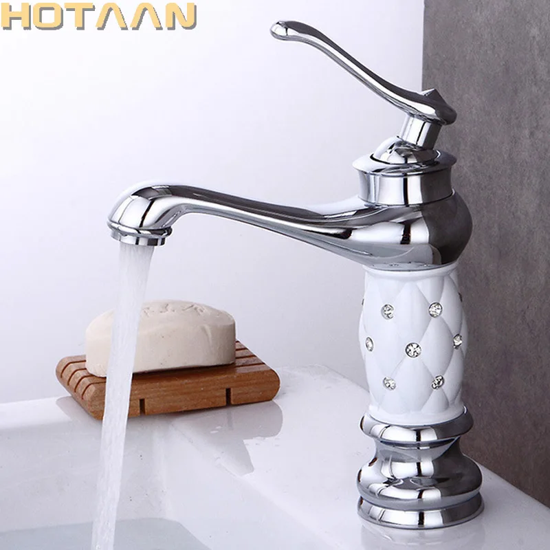 Basin Faucets Chrome Plated Bathroom Sink Faucet Creative Design Crystal Deck Mounted Hot and Cold Water Single Hole Mixer Taps
Basin Faucets Chrome Plated Bathroom Sink Faucet Creative Design Crystal Deck Mounted Hot and Cold Water Single Hole Mixer Taps
