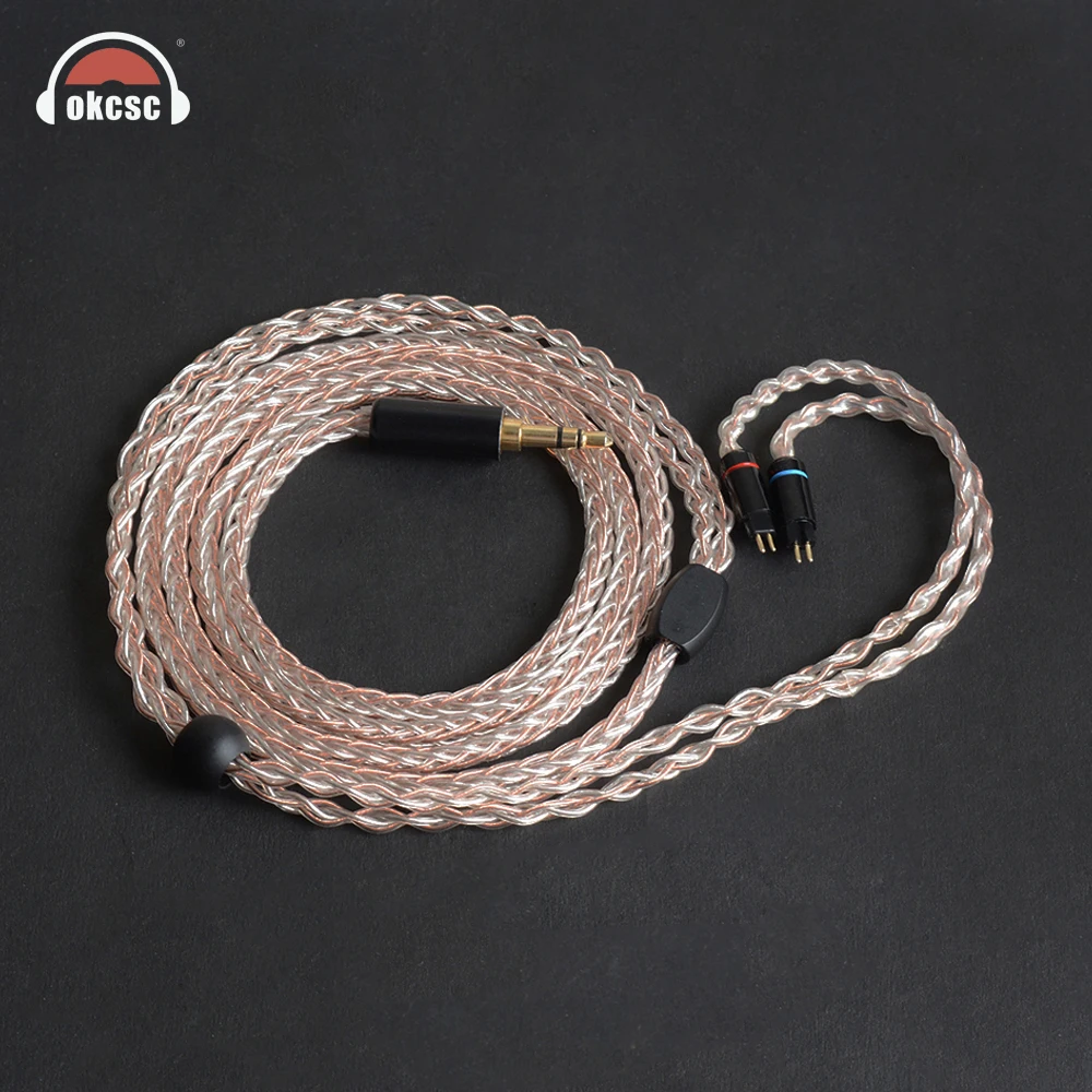 

OKCSC KE8HU 0.78MM 2PIN Headphone Upgrade Cables 8 Cores Copper and Silver 3.5mm Plug for en700pro 1964 UE18/JH13/JH16/W4r