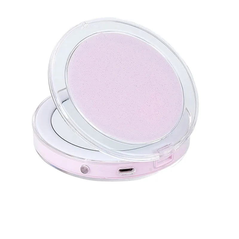 Портативный для макияжа зеркало светодиодный светящийся компактный косметическое мини-зеркало увеличенное ручной складной