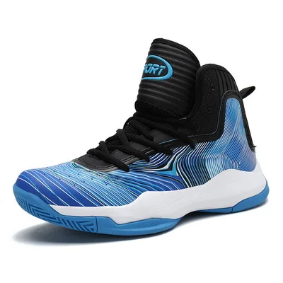Мужская баскетбольная обувь износостойкая дышащая удобная уличная спортивная обувь Баскетбольная обувь - Цвет: Небесно-голубой