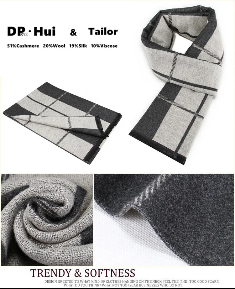 mens white scarf Winter Scarf Men Brand Pashmina Wraps Grey Striped Thicken Cashmere Long Scarves Man Fashion Designer Accessories High Quality men wearing scarves