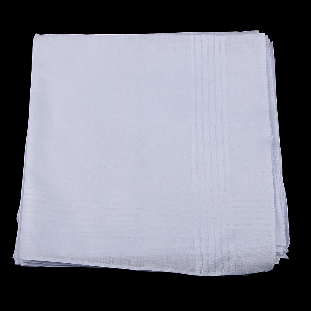  Pack of 12 Cotton Handkerchiefs Pocket Handkerchiefs Men Women Business Hanky Elegant Square Handke