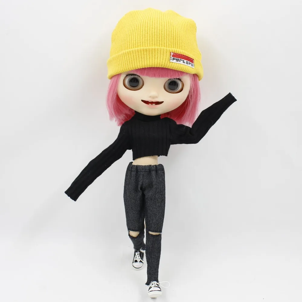 Neo Blythe Doll Black Urban Casual Outfit With Cap 6