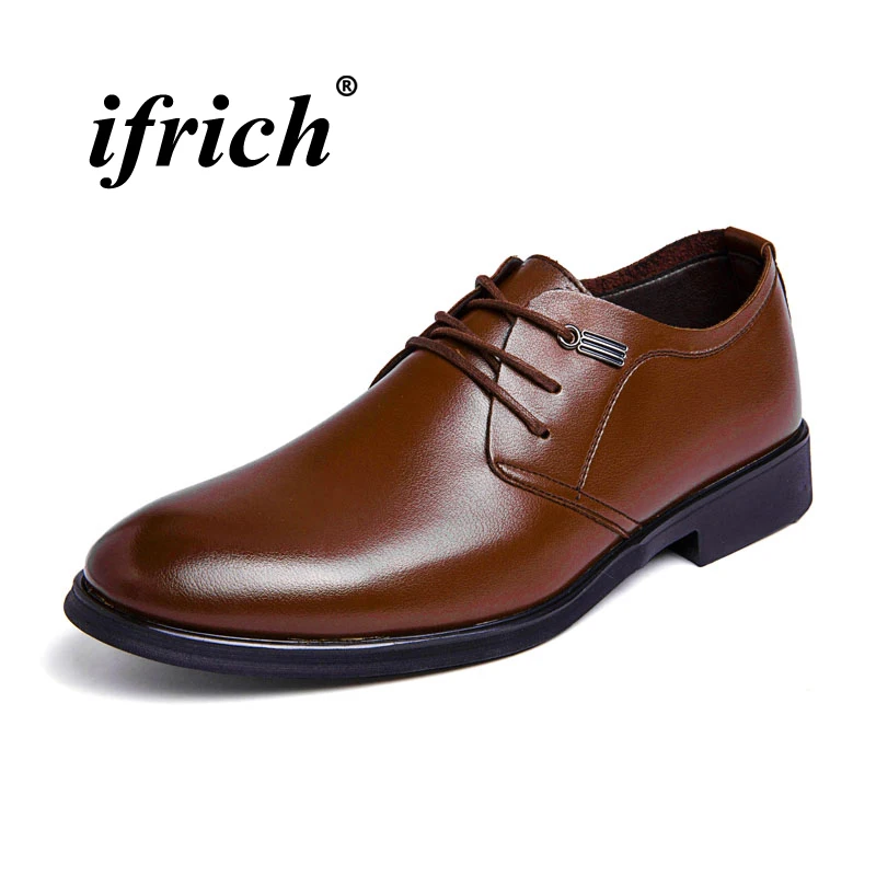 

Pointed Toe Man Dress Shoes Brown Men Casual Shoes Rubber Bottom Men Wedding Shoes Spring Autumn PU Leather Suit Footwear