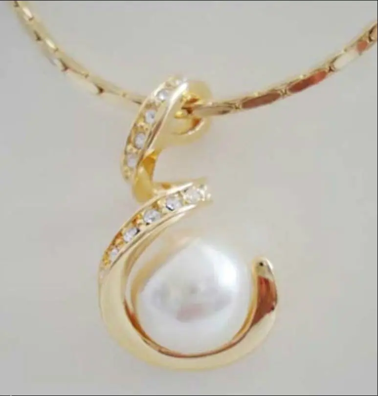 

huij 003346 Genuine 12mm White South Sea Shell Pearl Jewelry Pendant Necklace 2pc