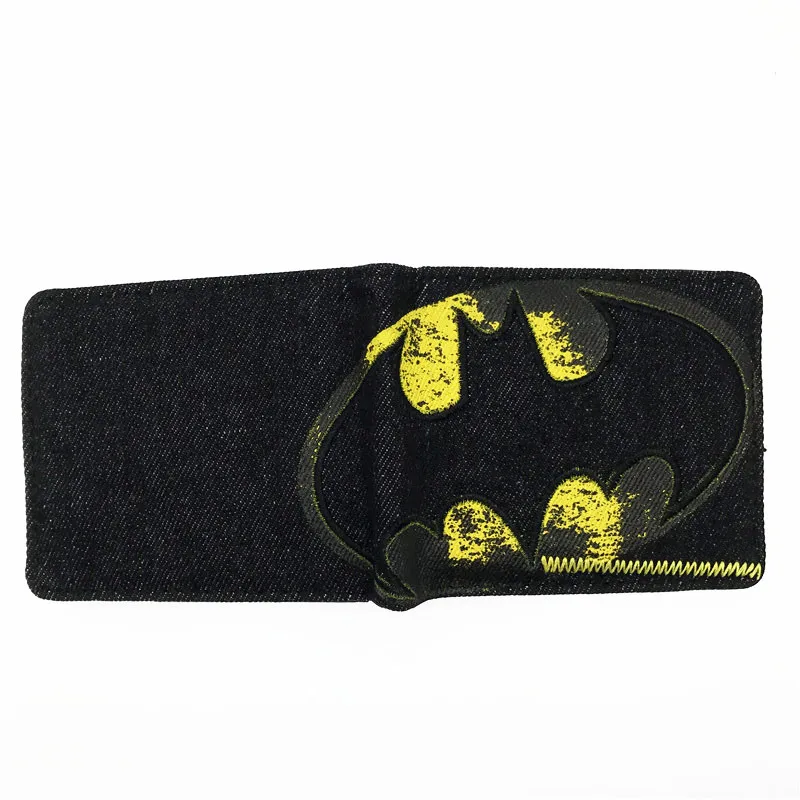 Аниме кошельки дизайнер джинсовое портмоне Бэтмен Супермен кошельки из денима молодой мальчик девочки маленький кошелек для монет сумка