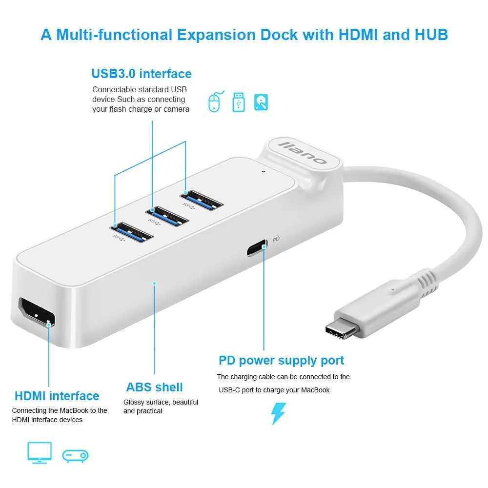 USB C концентратора Thunderbolt 3 адаптер Тип к HDMI 0 подставка с зарядным устройством для