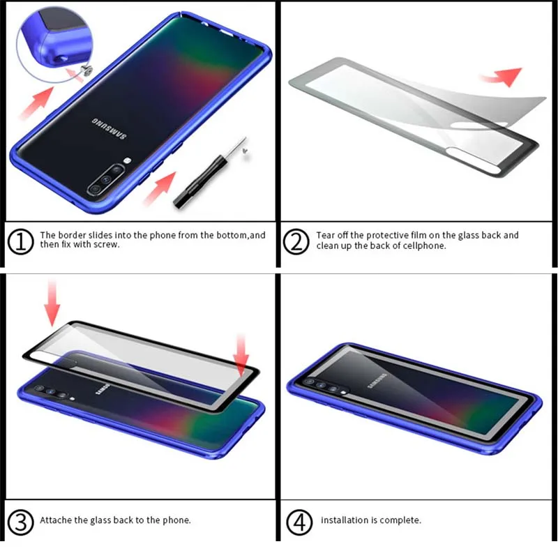 Роскошный Металлический бронированный чехол для samsung Galaxy A70, чехол с алюминиевой рамкой, прозрачный стеклянный чехол для телефона KS0200