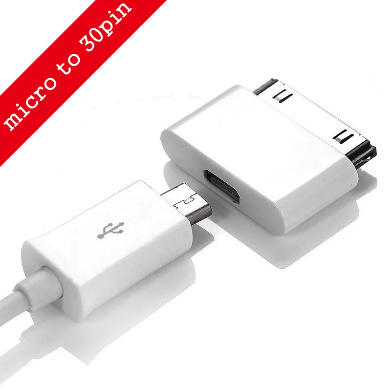 Разъемом Micro USB на обоих концах для подключения внешних устройств к 30-контактный разъём для Apple iPhone 4 4S iPhone4S зарядный кабель адаптер Ультра маленький белый аксессуары для ванной комнаты