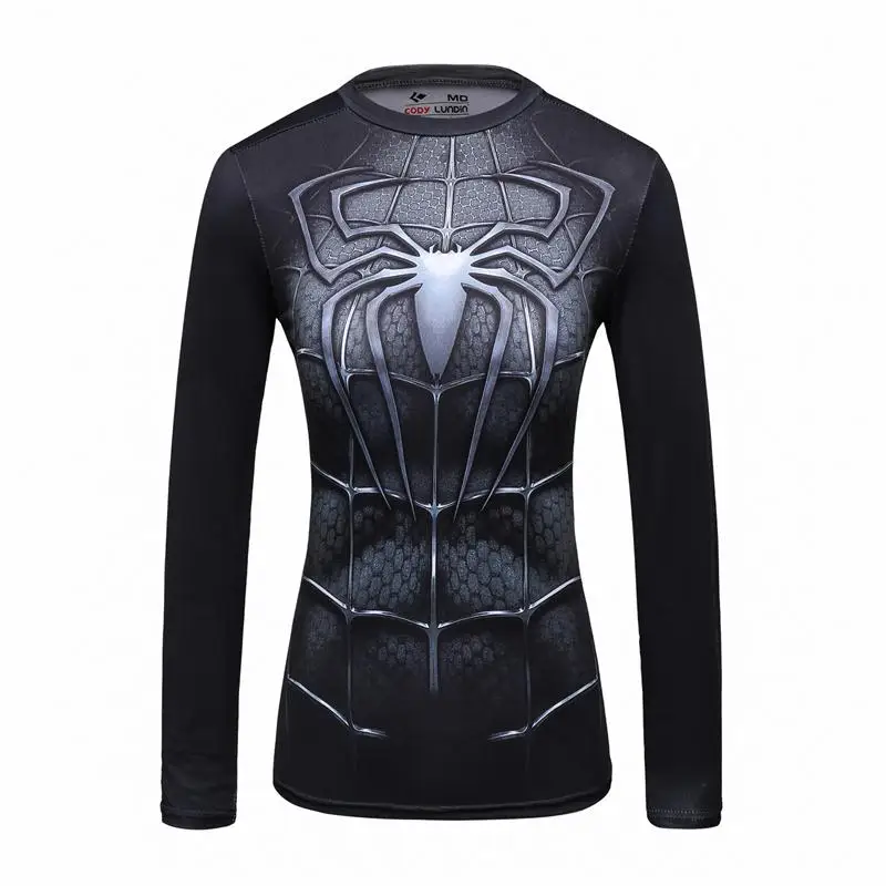 

Women compression spider tights clothes long-sleeved Breathable Superelastic Joggers tees Fitness t-shirt