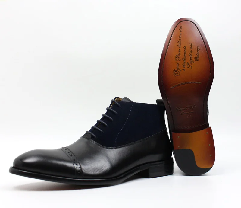 Большие размеры 39-46; Модные ботильоны в джентльменском стиле; Мужские модельные туфли из натуральной кожи и замши с закрытым носком на шнуровке; классические ботинки коричневого и черного цвета