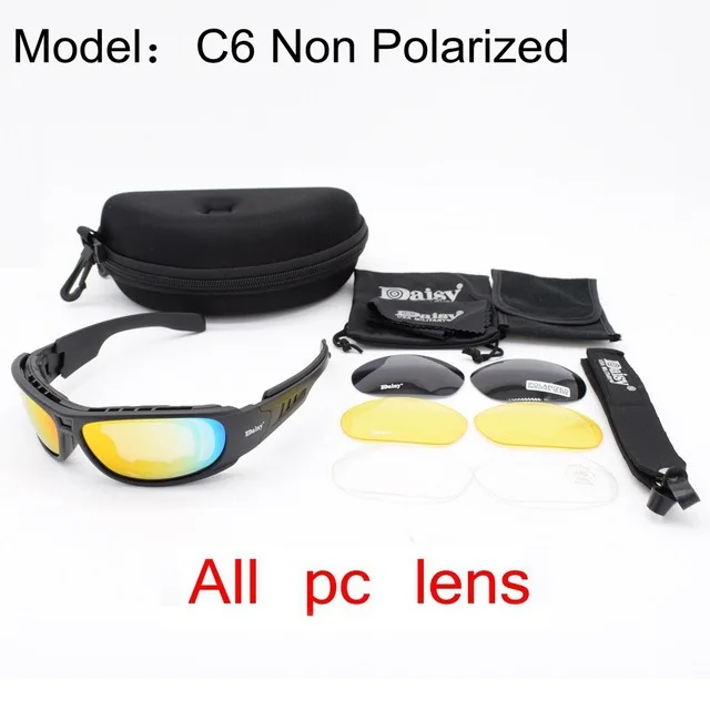 Уличные спортивные тактические военные альпинистские поляризационные солнцезащитные очки военные очки армейские солнцезащитные очки 4 линзы очки для стрельбы - Цвет: GA-C6-Non polarized