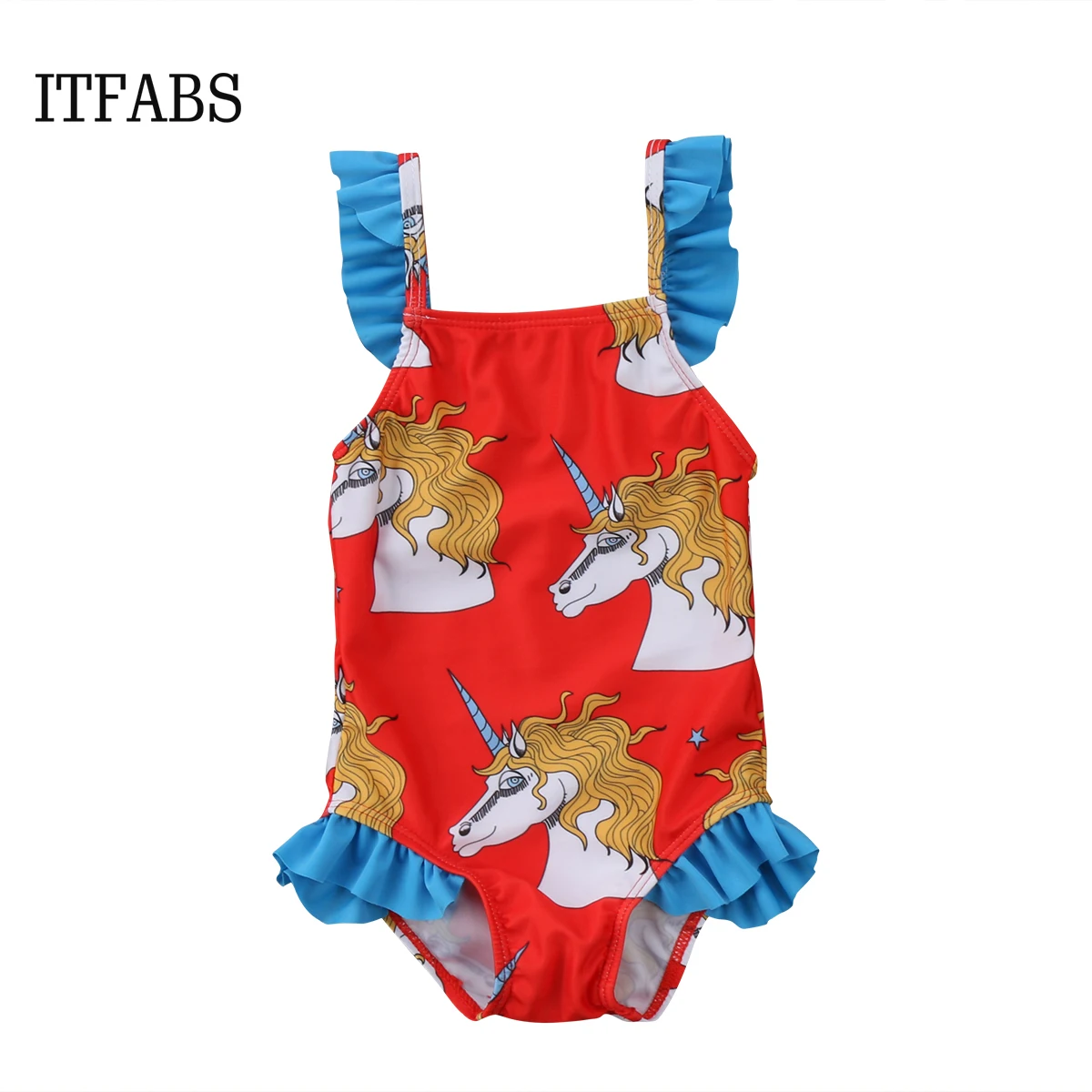 夏新かわいい子供ワンピース水着幼児幼児ガールズフリル水着水着スーツユニコーンプリントブレースビーチウェアビキニ Bikini Bikini Bikini Beachwearbikini Girl Aliexpress