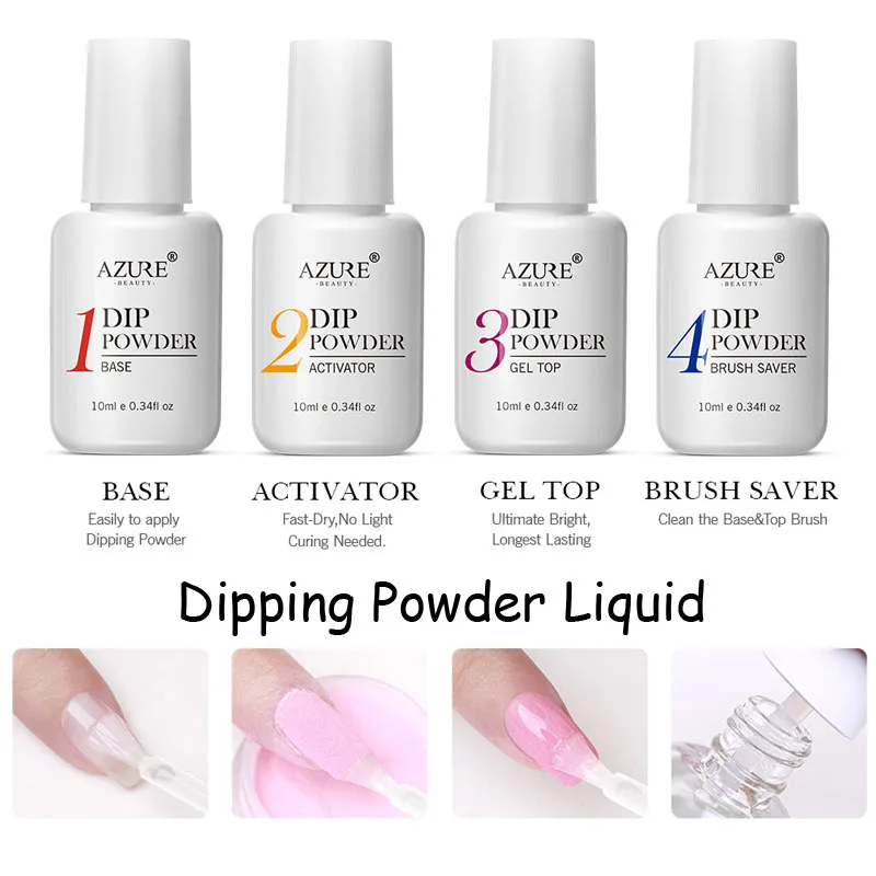 Azure Beauty 6Pcs/Lot Purple Color Dipping Powder Nail Art Glitter Decorations Set Base Top Coat Ge