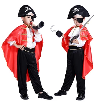 

The new Pirates of the Caribbean Halloween masquerade cosplay children costume Captain Jack Boys Clothing