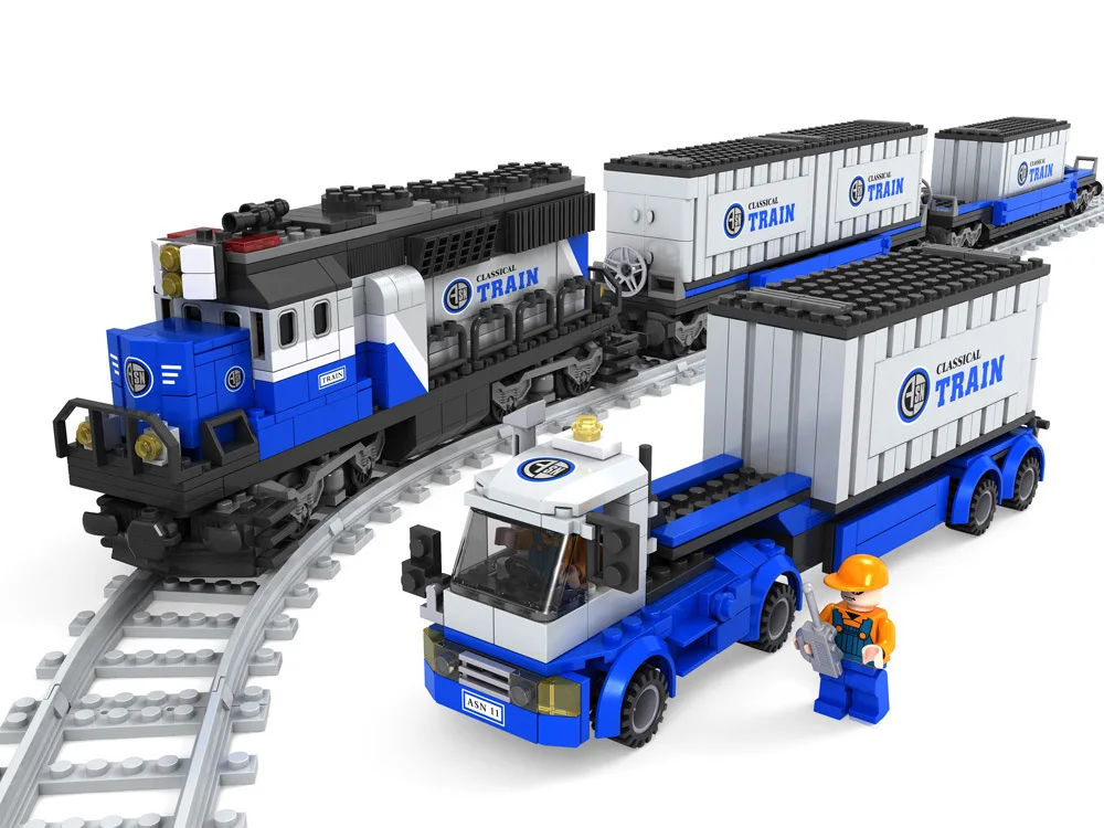 

Model building kits compatible with lego ausini train succession1 3D blocks Educational model building toys hobbies for children