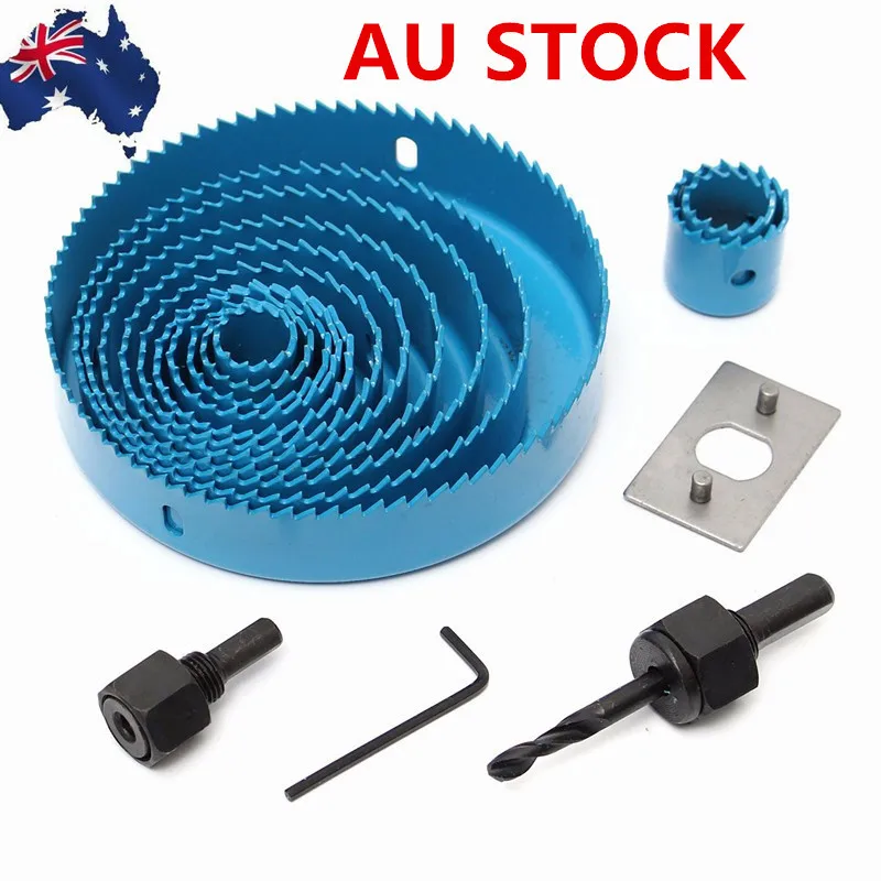 

NEW Blue Hole Saw Cutting Set Kit Tool 19-127mm Wood Metal Alloys Carbon Steel Cutting Circular Saw Blade with Case